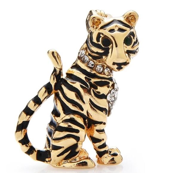 BABY TIGER RHINESTONE BROOCH - Picture 2 of 2